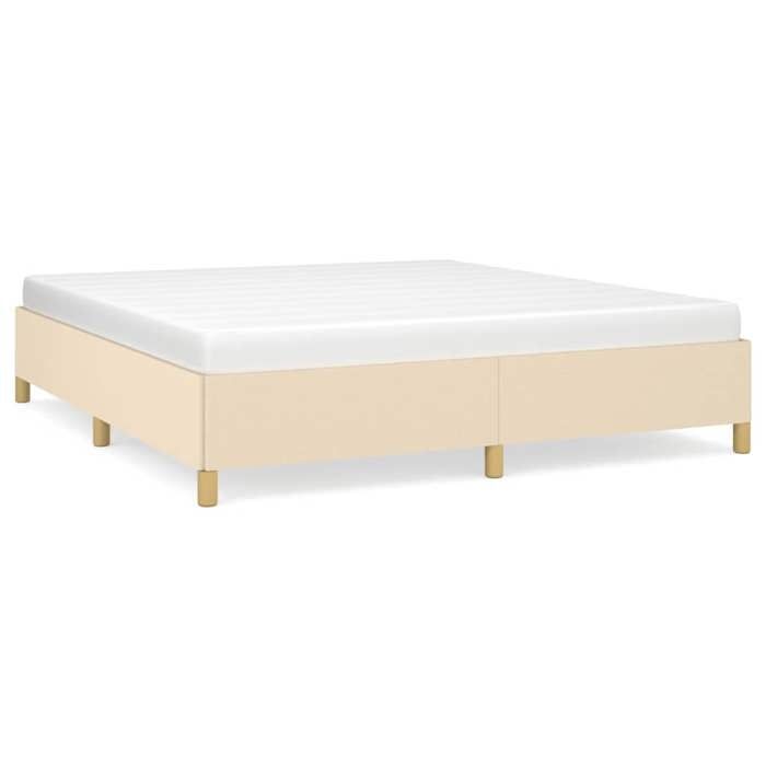 Cadre de lit à ressorts - JILL - 160x200 cm - Crème - Tissu polyester - Lattes de contreplaqué - Pieds robustes