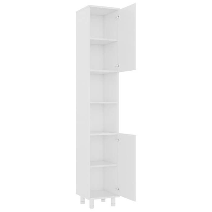 Armoire de salle de bain - WIENS - Blanc - 30x30x179 cm - Bois dingénierie - Style Scandinave Moderne