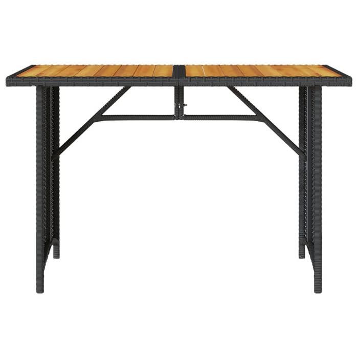 Black Friday Table à dîner de jardin BURKE 2/4 PERSONNES et dessus en bois noir 110x68x70 cm poly rotin TTT421