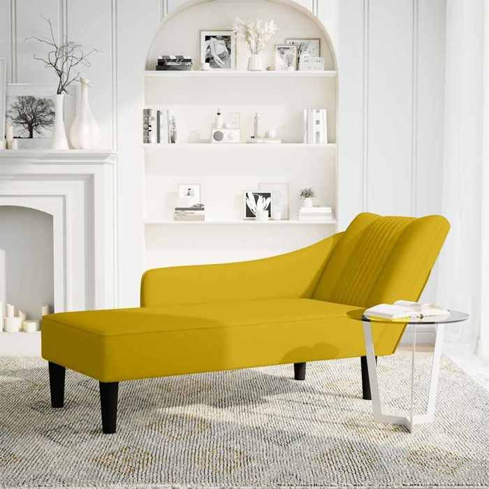 Les Soldes Fauteuil long (1 PLACE) - CLOUD - Transat SALON - avec accoudoir droit jaune velours J1708