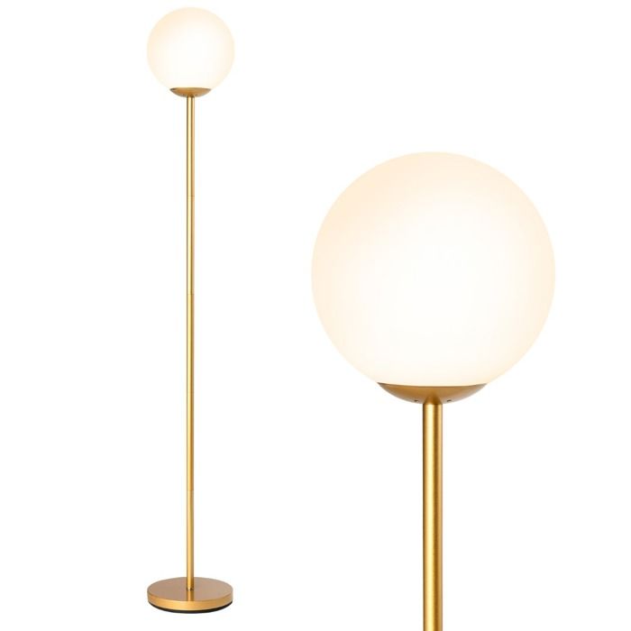 Lampadaire - HELLOSHOP26 - 25 x 25 x 165 cm - Abat-jour verre sphérique - Finition or brossé - Interrupteur au pied Lampadaire - HELLOSHOP26 - 25 x 25 x 165 cm - Abat-jour verre sphérique - Finition or brossé - Interrupteur au pied