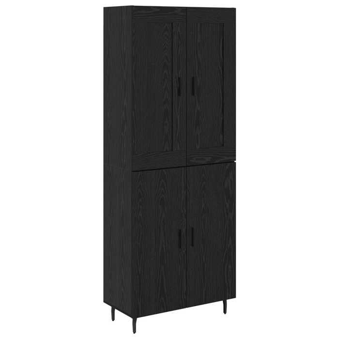 SALE 2026Buffet de cuisine stable - Placard Cabinet bahut Noir - Haut Armoire 2 pcs Chêne noir Bois Aggloméré et Verre 48.29 Kg 48