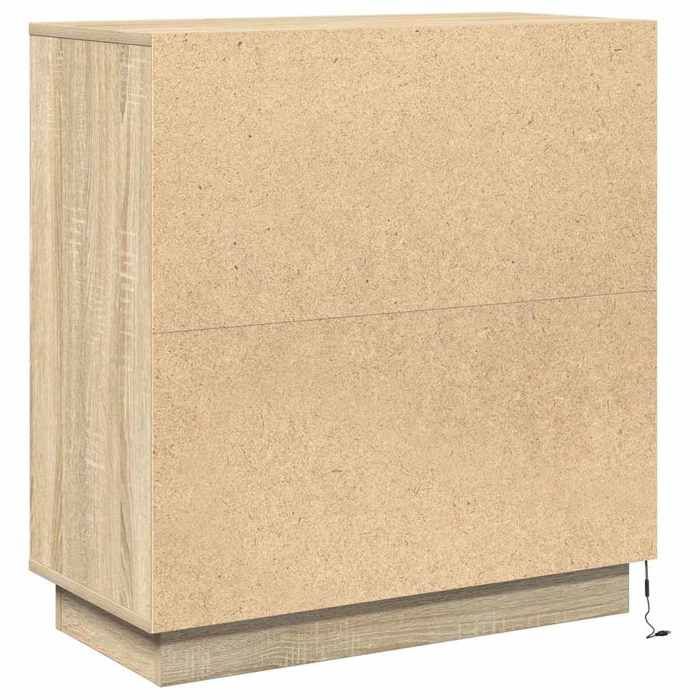 Remise 2026®Enfilade de rangement Beige - Buffet Bahut LED - Chêne sonoma - 71x34 5x75cm - Bois dingénierie 244 6597772