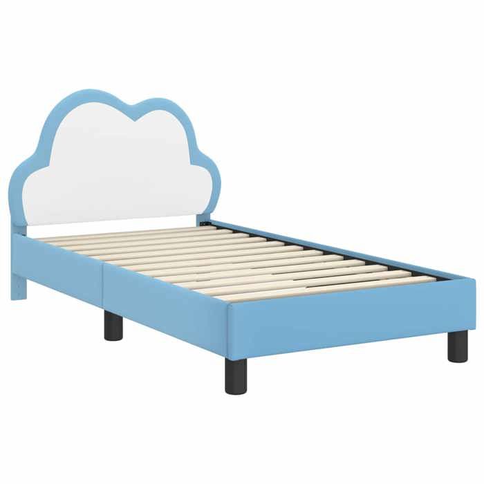 80x160 cm Cadre de lit avec tête de lit Bleu PU L14282