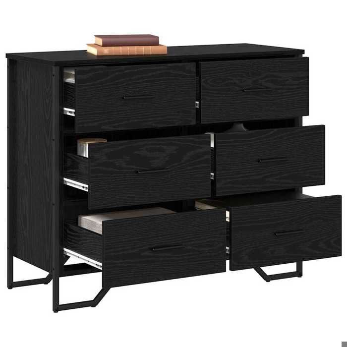 (8681)Meuble rangement - contemporain - Commode avec tiroir (2 pcs )- Chêne noir 91x35 5x74 5 cm poid:36 kg
