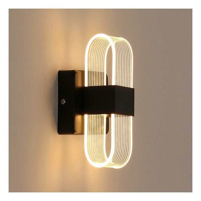DORLINK Applique Murale Moderne LED Noir 9W – 3 Températures de Couleur – Luminaire Mural Design pour Salon Chambre Couloir