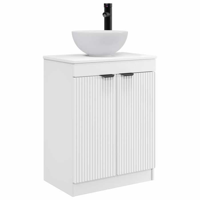 Meuble de salle de bain avec évier - vidaXL - bois dingénierie - blanc - 54 x 35 x 83 cm 901owc69p