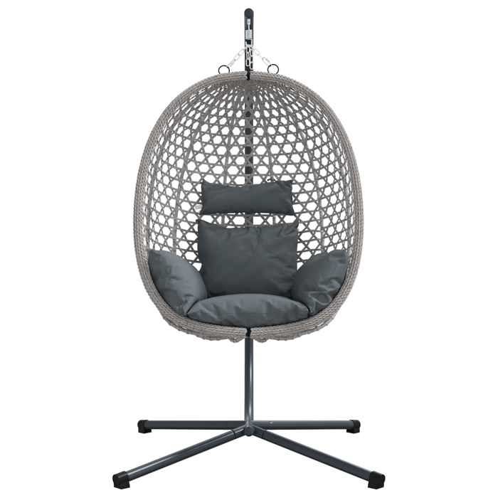 Chaise suspendue - 104 x 100 x 191 cm - Anthracite - COCO - pliable_Vie en extérieur 722yfn78z