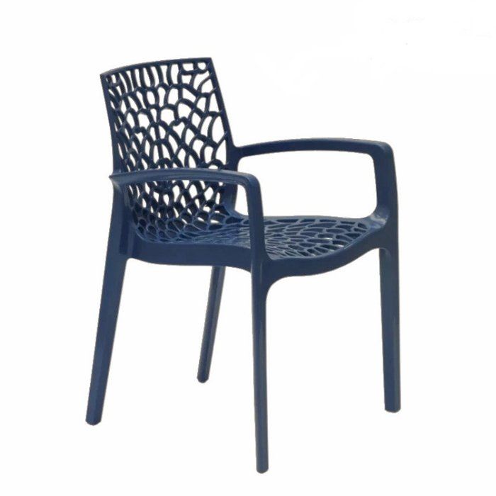 Chaise en Polypropylène avec Accoudoir Fauteuil Design pour Jardin Gruvyer Arm - Bleu foncé Chaise en Polypropylène avec Accoudoir Fauteuil Design pour Jardin Gruvyer Arm - Bleu foncé