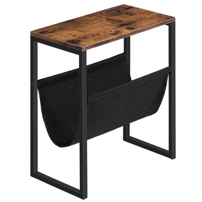 Table dAppoint Table de Chevet Meuble de Rangement avec Pte-Magazines en Tissu et Dessus en Verre Table Carrée pour CHEVET
