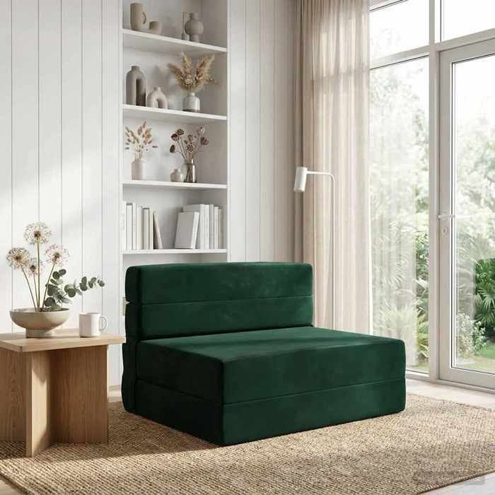 ELORAN®Canapé-lit pliant - Vert foncé - 190x100x15 cm - Velours - Sofa réglable Moderne_00169864