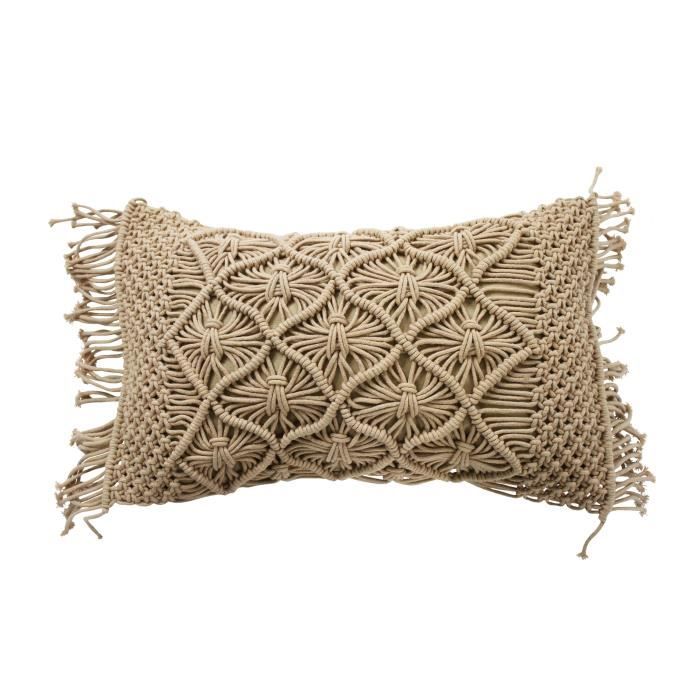 Coussin Macrame - 30 x 50 cm - Marron