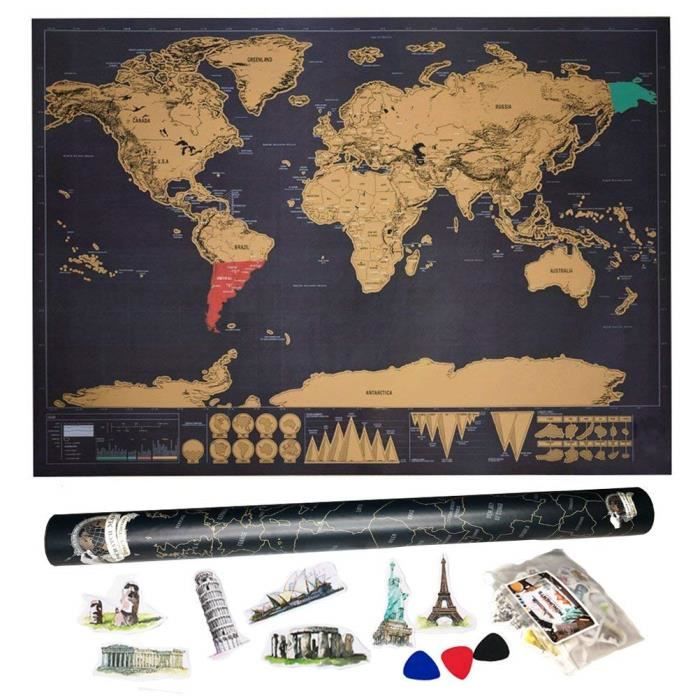 Carte Du Monde à Gratter Scratch Off Travel Map Nature Et