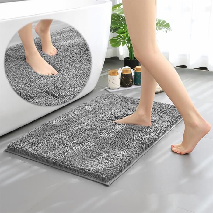 Noir Doux et Confortable 40x60cm Tapis Salle de Bain Tapis de Douche Absorbant pour Chambre et Salle de Bain Tapis de Bain Antiderapant