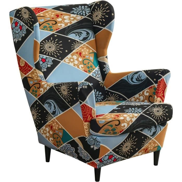 Housse De Fauteuil Oreille Antidérapante Élastique 1 Place - Protection Canapé Marine Foncée