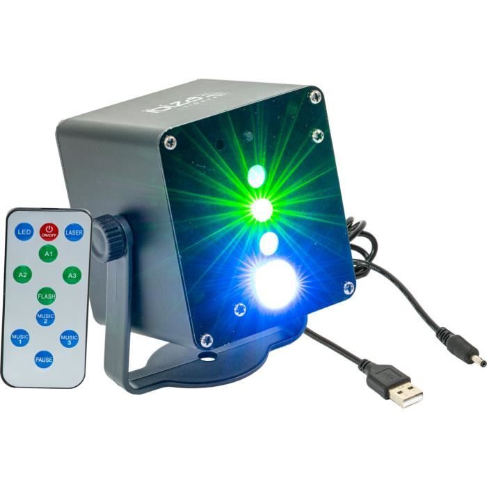 IBIZA LIGHT TINYLED-LASRGB - Effet A LED 3W + Laser RGB Miniature Sur Batterie