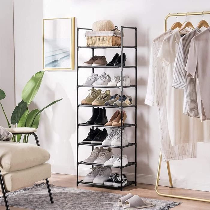 VILDE Étagère à Chaussures 4 Niveaux - Métal Robuste, Gain De Place