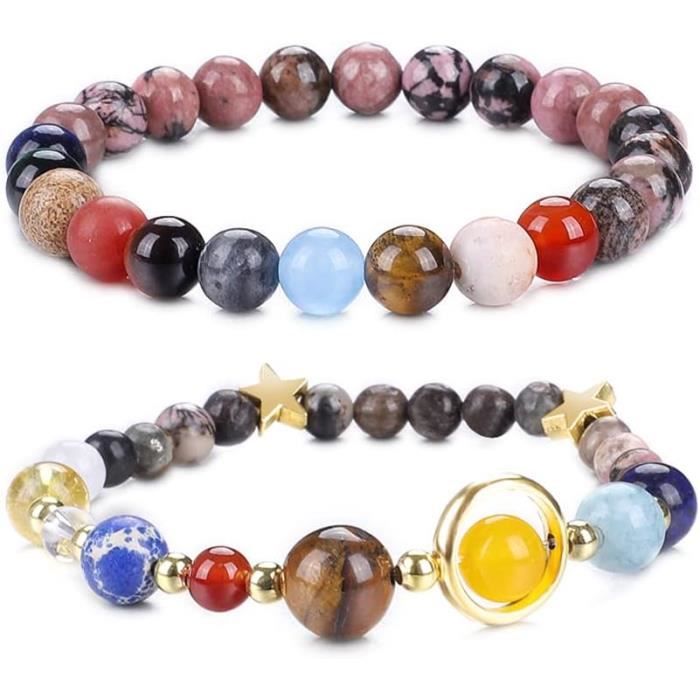 Bracelet Personnalisable Pour Femme - Pierres Naturelles, 11,8cm - Cadeau Adolescent, Fille, Garçon