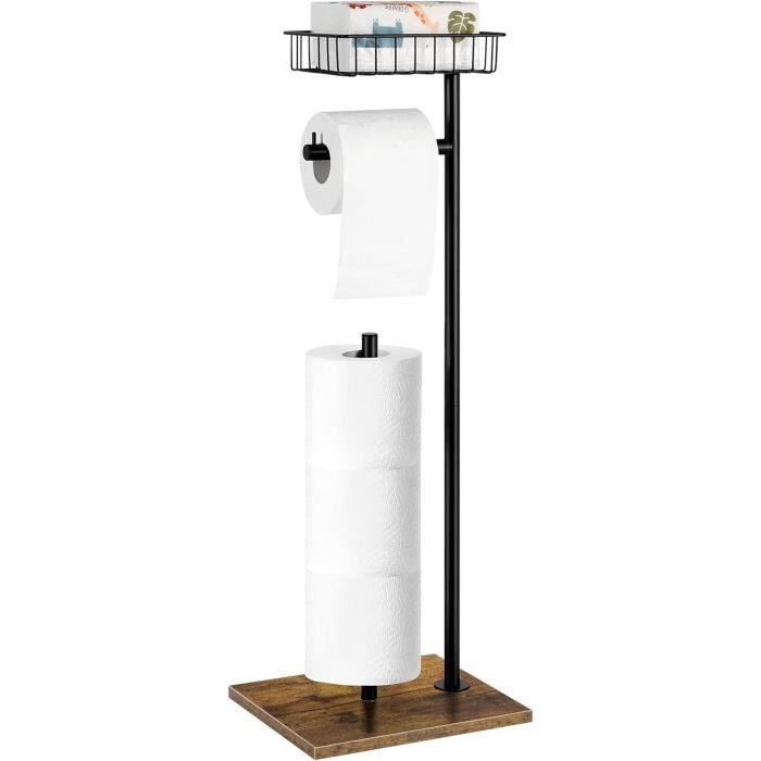 Porte-Rouleau De Papier Toilette Sur Pied Avec Étagère - Rangement 4 Rouleaux, Design Solide