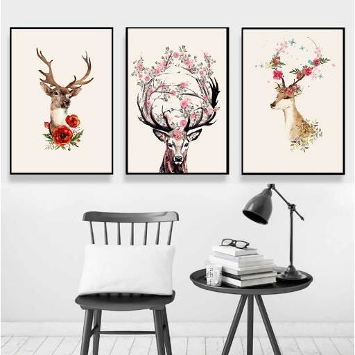 Scandinave Moderne Geometrique Abstraite Elk Salon Peinture 3 Pieces Toile Affiche Noel Home Decor Sans Cadre Achat Vente Tableau Toile Cdiscount