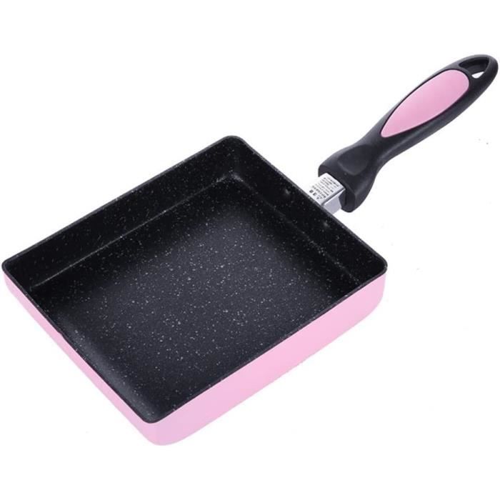 Poêle à Tamagoyaki Japonaise – Rectangle Antiadhésif Rose Pour Omelette, Crêpes, Steak