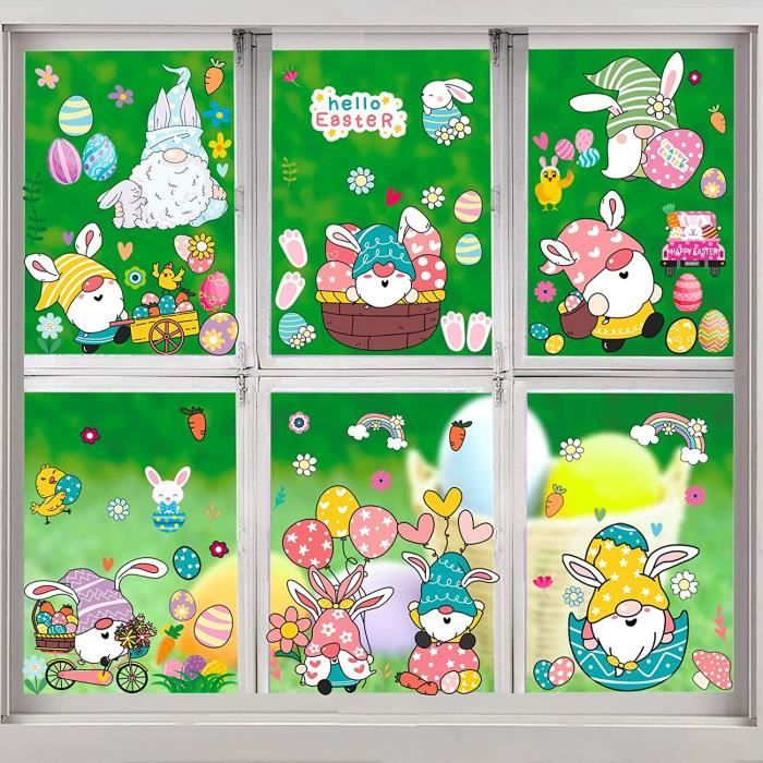 Autocollant de fenêtre de pâques, autocollant amovible, joyeux pâques