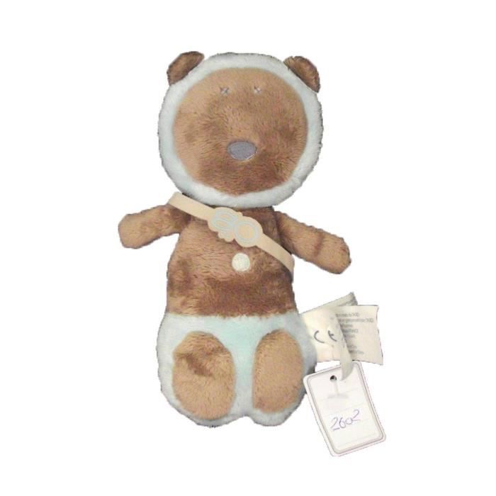 Doudou obaibi okaidi singe marron culotte cagoule bleu hochet Cdiscount Puericulture Eveil bebe