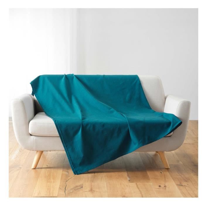 Plaid Jete de lit fauteuil 180 x 220 cm Lucilia bleu