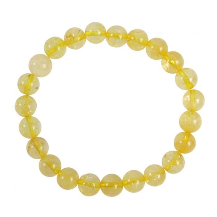 Bracelet en Citrine - Marque - Boules 8mm - Jaune