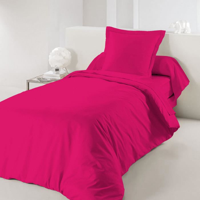 Housse De Couette Fushia 140 X 200 Cm 100 Coton 57 Fils Cm Pour Lit 1 Place Achat Vente Housse De Couette Seule Cdiscount