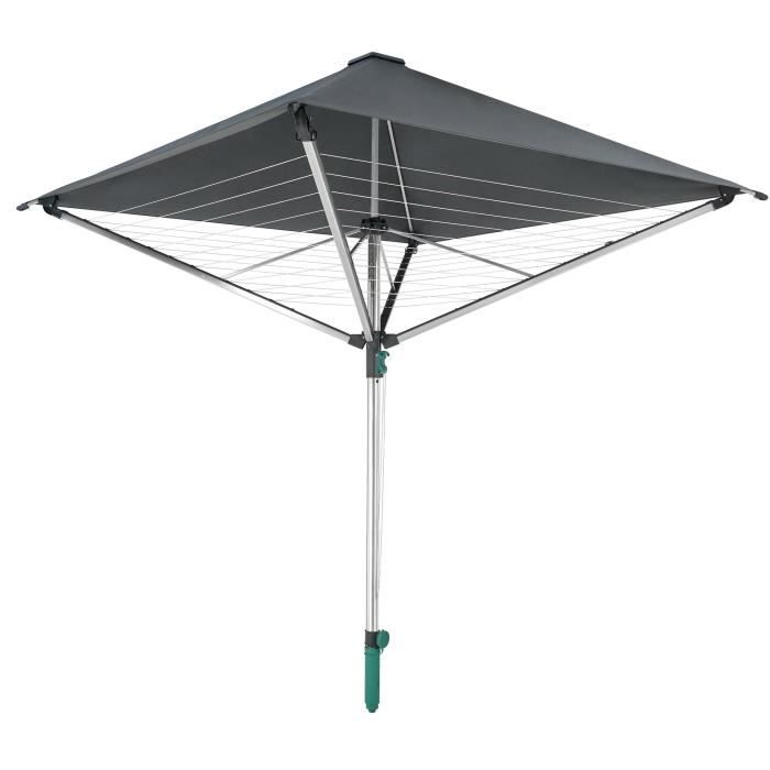 LEIFHEIT 82100 Séchoir parapluie LinoProtect 400, étendoir parapluie avec toit étanche, séchoir jardin inclus douille de sol