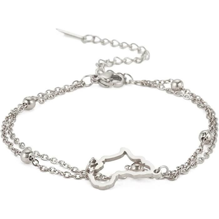 Bracelet Double Couche Acier Inoxydable Avec Croix - Ajustable, Unisexe, Neuf Avec étiquettes