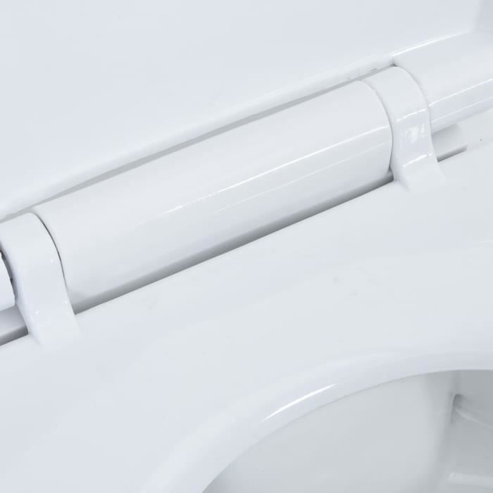 WC Suspendu Cuvette Céramique Blanc Avec Abattant - Ensemble Salle De Bain VidaXL - Neuf