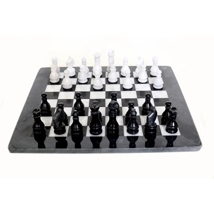 RADICALn de 31 cm Jeu complet d´échecs original en marbre noir et blanc fait main en marbre noir RADICALn 31 cm Full set of black and white marble handmade black marble chess 