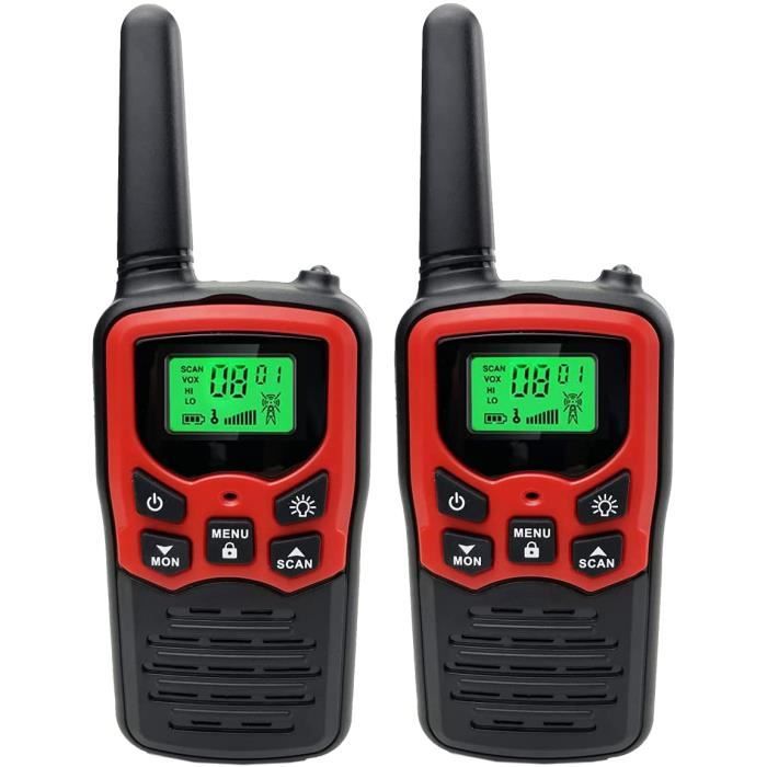 Talkie-Walkies pour Adultes avec Grande portée - Talkie Walkie Enfants PMR VOX Mains Libres 5 km avec Lampe de Poche rétroéclairée LED (Bleu