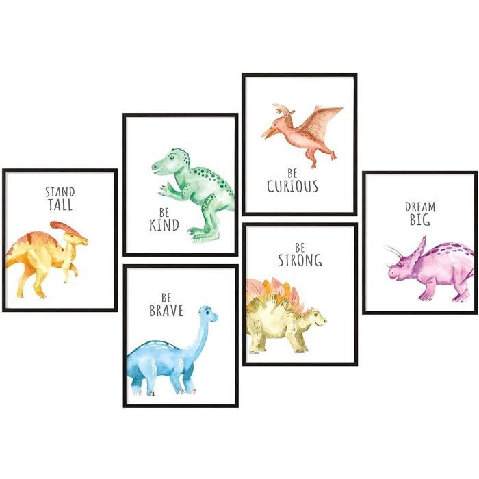 Lot De 6 Affiche Animal De Chambre Denfant Bebe Posters Decoratifs Animaux Affiches Dart De Dinosaure Poster De Citation Inspirant Cdiscount Maison