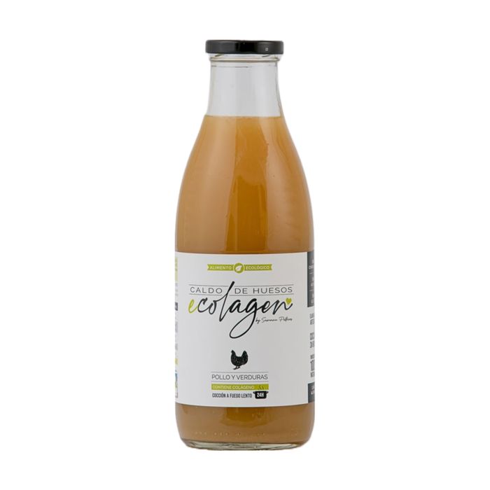 ECOLAGEN Bouillon d'os de poulet bio aux légumes 1 L (Poulet
