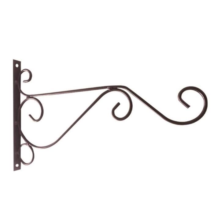 Support Mural Fer Forgé Pour Plantes - Panier Fleurs Balcon Style Européen - 19x30cm - Capacité Charge Élevée