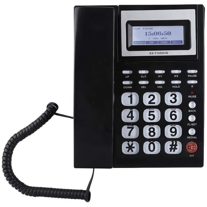 Noir Téléphone de Bureau placé sur Le Bureau la Maison Affichage ID de lAppelant/Enregistrement Appel/Numérotation Appel Téléphone Filaire avec Haut-Parleur Kafuty Téléphone Fixe Filaire 