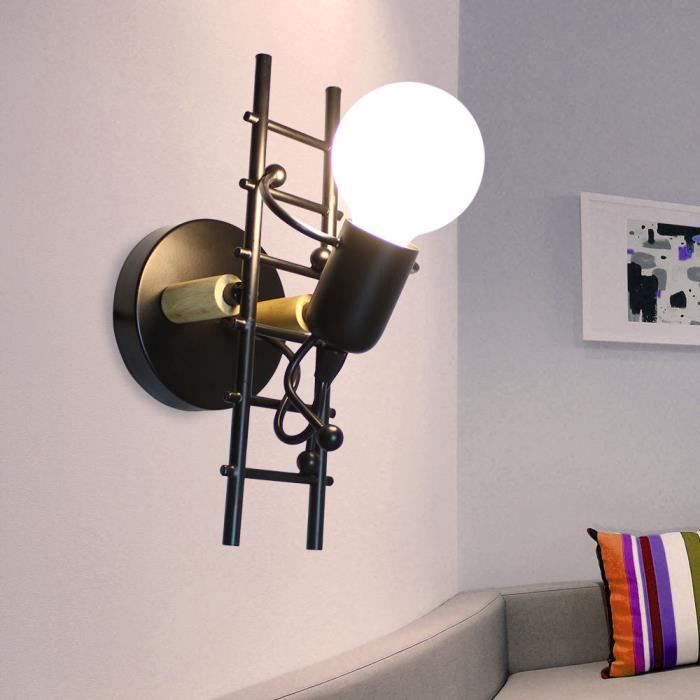 Applique Murale Interieur Moderne LED Industrielle Lampe de Mur Art Déco Max 60W E27(Sans ampoule)