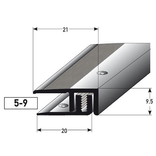 Aluminium anodis/é Profil/é de bordure // Seuil darr/êt pour le stratifi/é // parquet for/é 21 mm de large 2-pi/èces 3 x 1 m 3 m/ètres 7-15 mm de haut couleur: argent