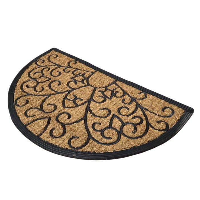 paillasson coco demi lune arabesques caoutchouc 45x75cm marron achat vente paillasson cdiscount