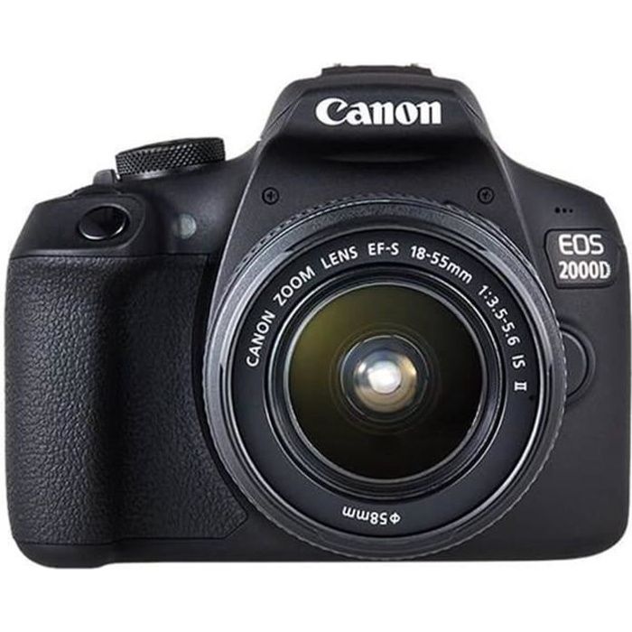 Appareil photo CANON EOS 2000D 24,1 mégapixels - Wi-Fi - NFC + Objectif EF-S 18-55 IS II