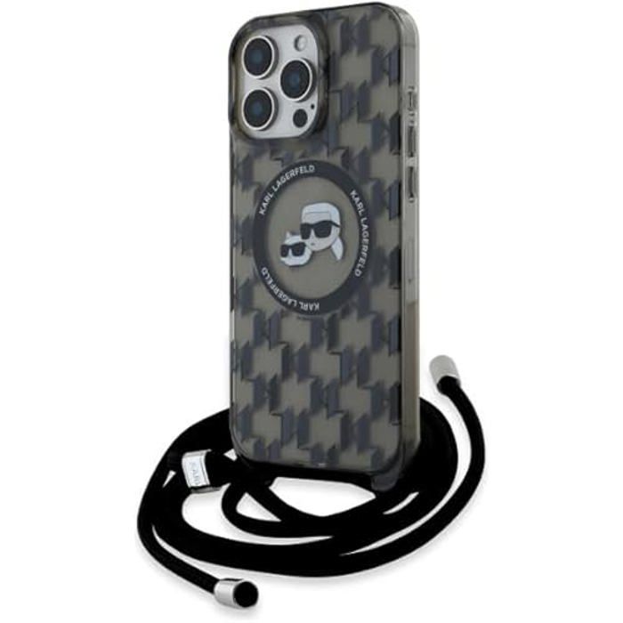 CG Mobile Karl Lagerfeld KLHMP16LHCKCKLCK Coque pour iPhone 16 Pro 63 Noir Produit sous Licence IML Crossbody Monogramme Karl &