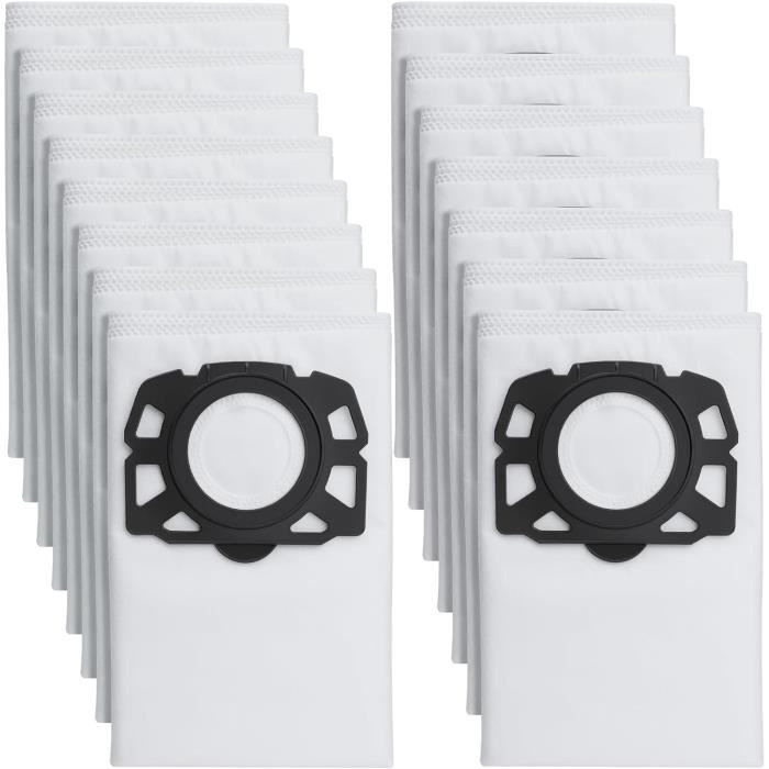 Kit 10 Sacs + 2 Filtres Compatibles Kärcher WD4 WD5 WD6 MV4 MV5 MV6 – 5 Couches Microfibre – Filtration 99,7%