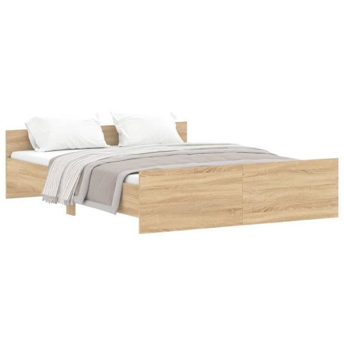 moh-cadre de lit tête de lit et pied de lit chêne sonoma 160x200 cm