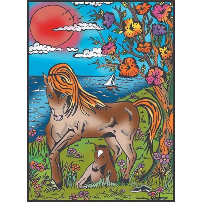 Le Cheval Et Son Poulain 12 Feutres Inclus 28 X 37 Cm A