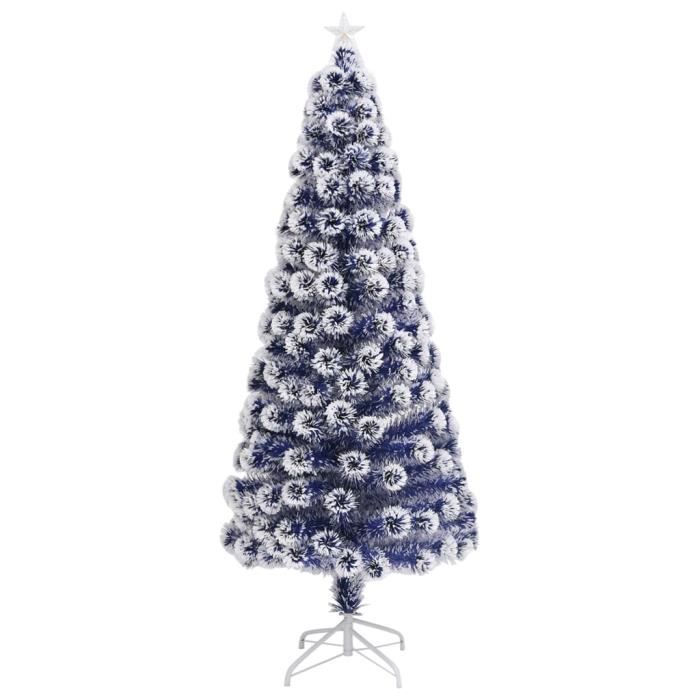 Sapin de Noël Artificiel Lumineux - RELAX4LIFE - 180CM - Fibres Optiques Colorées - 517 Branches en PVC - Support en Métal Pliable - Maison