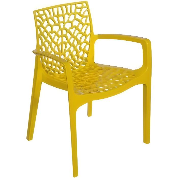 chaise en polypropylène accoudoirs jardin café grand soleil gruvyer arm, couleur: jaune