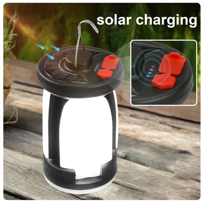 Lampe Camping Solaire Rechargeable,1000LM Puissante 4500mAh Power Bank 6 Modes Pliable pour